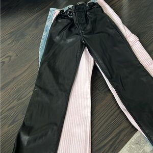 Black Faux Leather Kids flare pant